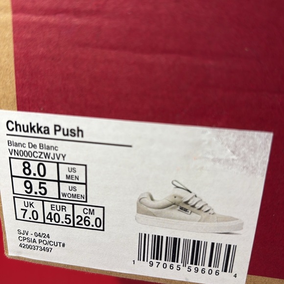 NWT Vans Chukka Push Skateboard Shoes in Cream Unisex Sizes: Men’s 8 Women’s 9.5 - Picture 8 of 10